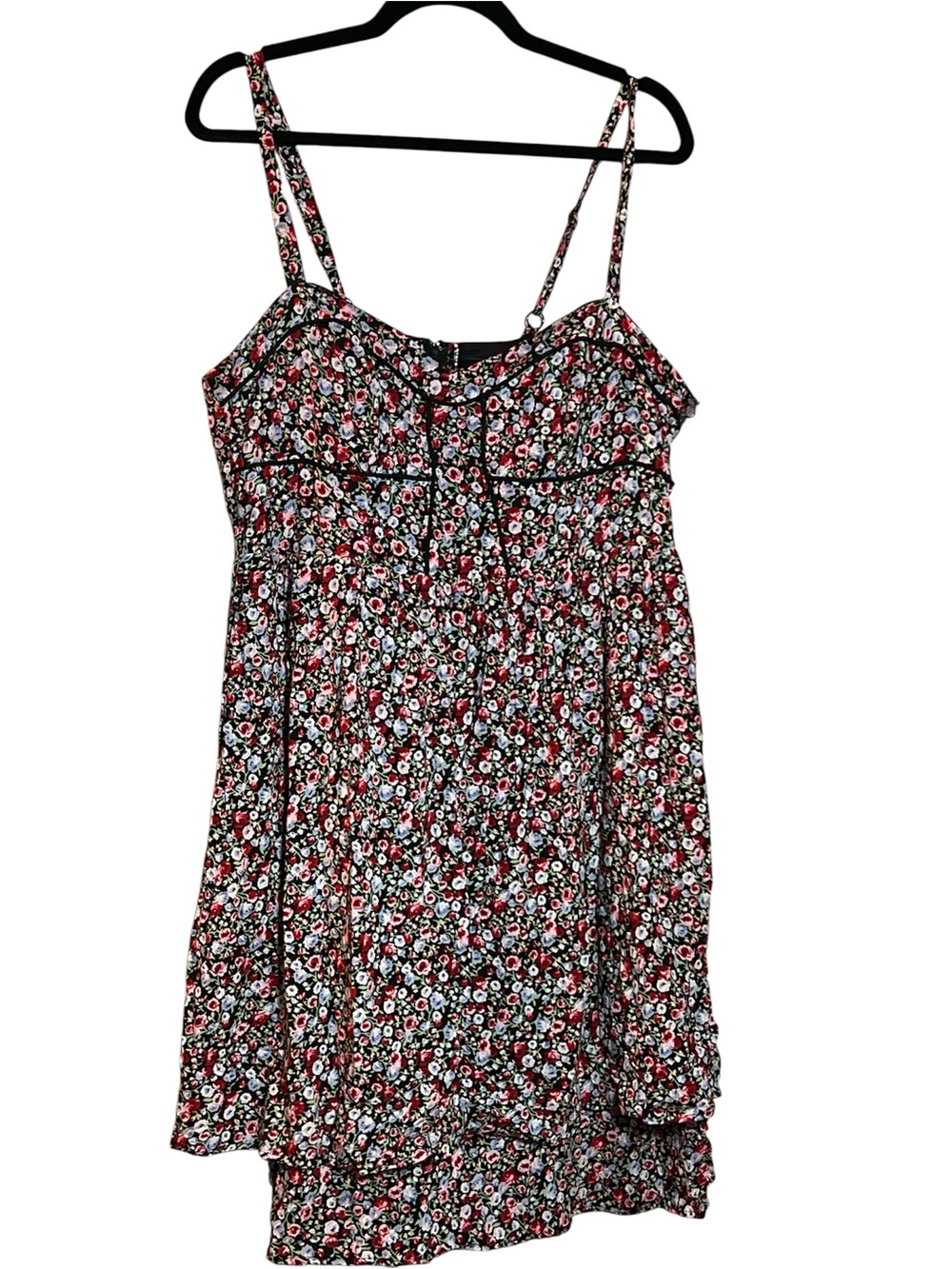 torrid Black Floral Midi Dress with Red and White Accents
